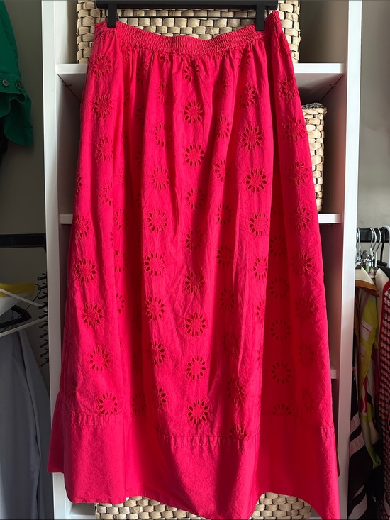 J. Crew Dresses & Skirts - J. Crew Eyelet Midi Skirt - Hot Pink
